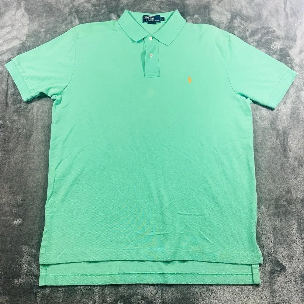 Polo Ralph Lauren Shirt Mens Large Green Preppy Casual Golf Short Sleeve